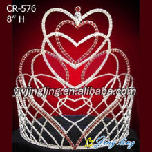8 Inch Rhinestone Heart Holiday Crowns
