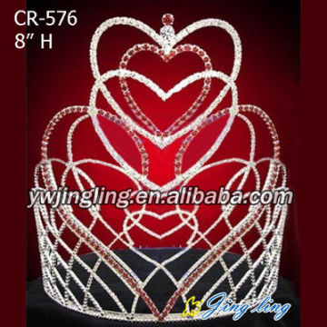 Coronas de vacaciones de corazón de diamantes de imitación de 8 pulgadas