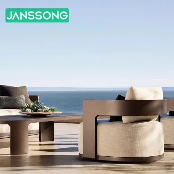 Modern Waterproof Outdoor Sofa Set with Fire Pit - Aluminum Patio Furniture
