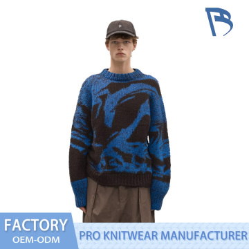 Sweater Jacquard Crewneck Turbulensi Kobalt