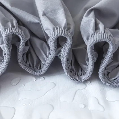 TPU Waterproof Microfiber Mattress Cover Set - Solid Color Fitted Sheets for Home & Hotel Bedding