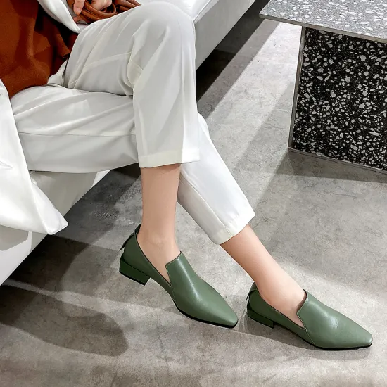 VAIR MUDO Women Pumps Shoes Low Heels Genuine Leather Black Green casual shoes Women Single Shoes Footwear Spring summer D93L