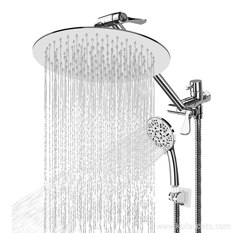 Solid Copper Chrome Silver Dual Head Shower Faucet