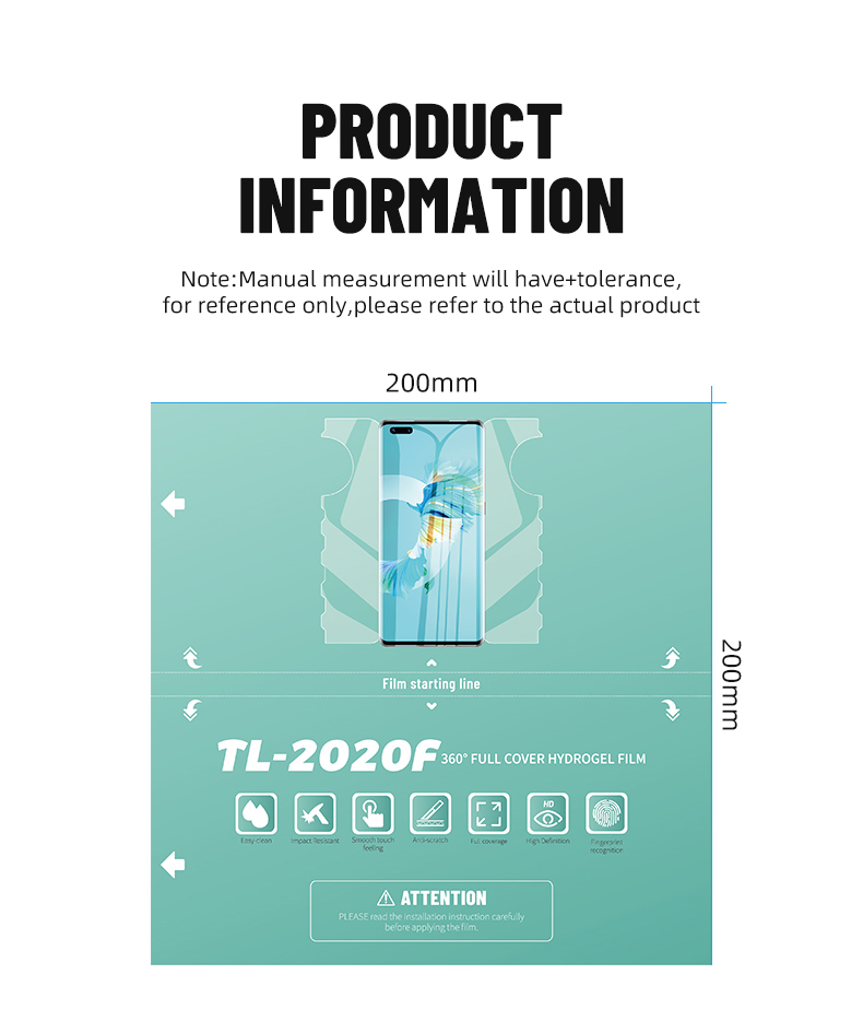 Tl 2020f Full Coverage Hydrogel Tpu Protector Film