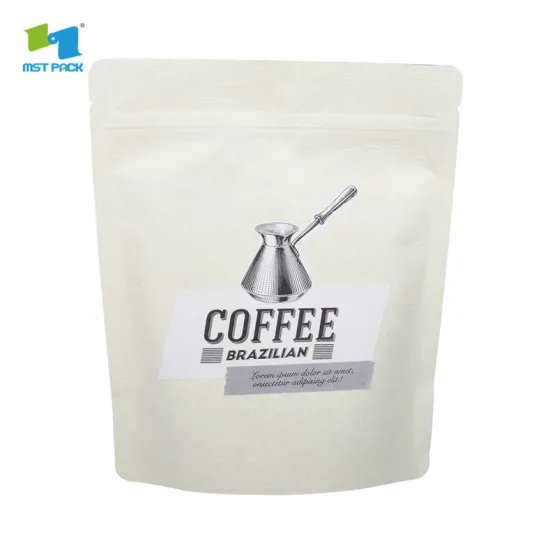 white fresh coffee packaging bags with valve