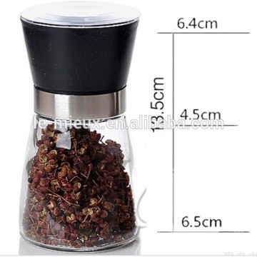 Black Cover Glass Bottle 13.5cm High Pepper Grind Mill