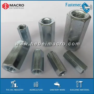 white blue zinc plated mild steel threaded rod coupling nut