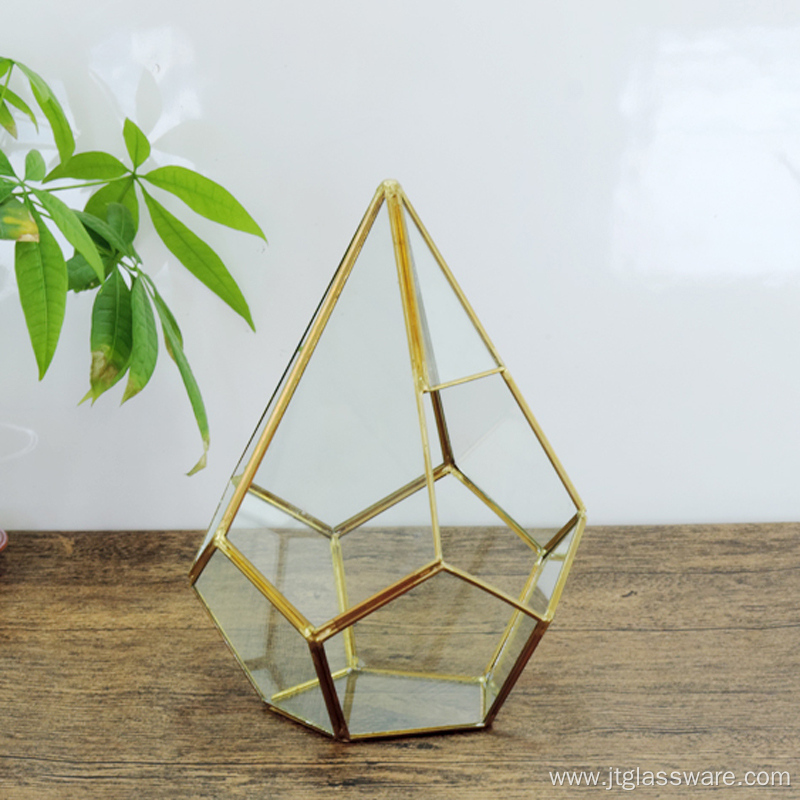 Pentagon Ball Shape Open Glass Geometric Terrarium