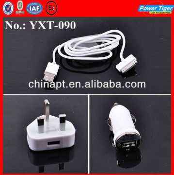 Mini 4in Power Adapter & USB Charging Cable For 3G/3GS/4G/4S(White)