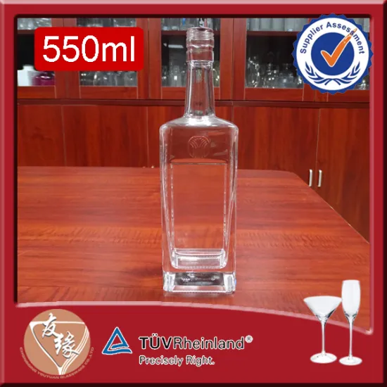 alcohol beverage screw top square embossed 550ml 500ml vodka whisky glass bottles