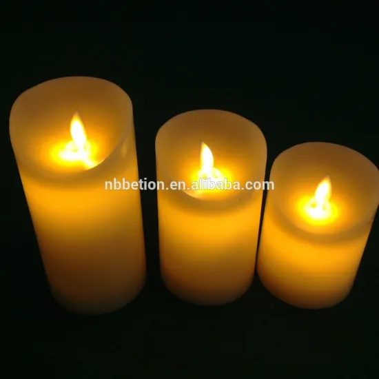 set of 3 led moving wick wax candles with timer