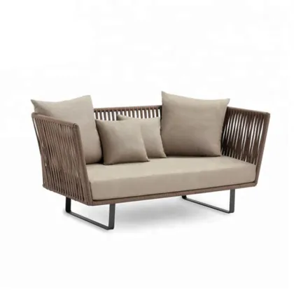 Rope Sofa Double Seat Patio Garden Aluminum Sofa