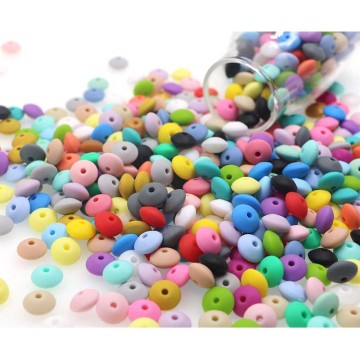 Kovict 50Pcs/lot Baby Lentils Beads Silicone Beads Abacus Lentils 12mm Baby Teether DIY Pacifier Chain Clip