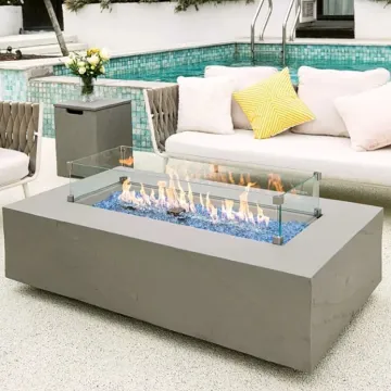 55" Gas Adjustable Flame Height Decorative Fire Rocks Ceramic Fiber Fire Pit