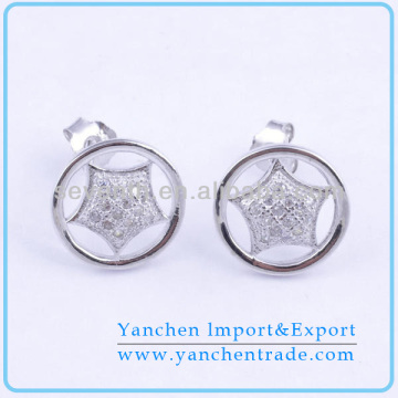 Fancy Metal Stars Studs Earring for Boys with AAA CZ Diamond Rhodium Plated