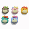 100 Uds Kawaii cabujones de resina con espalda plana dibujos animados vaca Animal cabujón con espalda plana accesorios DIY lazos para el cabello centro decoración de álbum de recortes