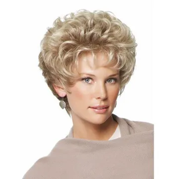 wholesale heat resistant curly short blonde  fiber 4inch synthetic hair  wig for women
