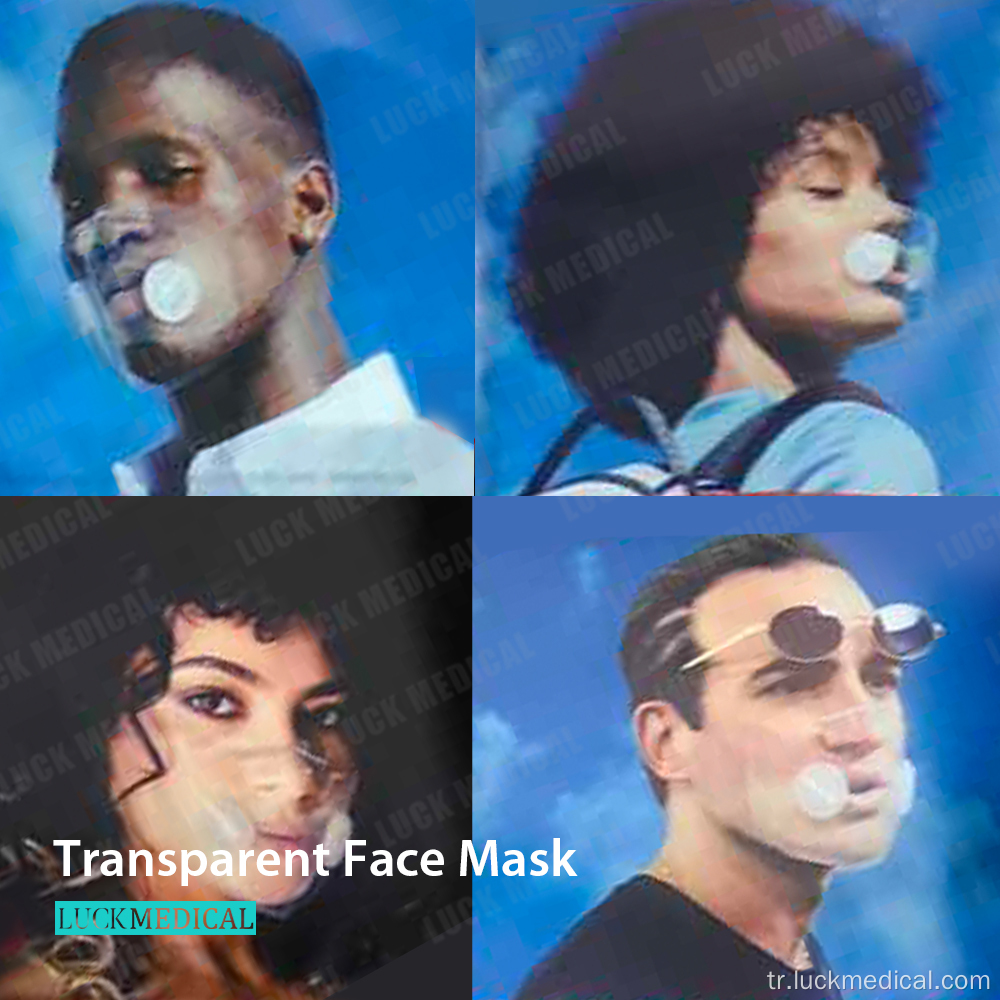Yeniden kullanılabilir fok karşıtı açık şeffaf yüz maskesi