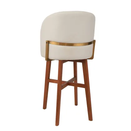 Italian minimalist leather wood bar chair