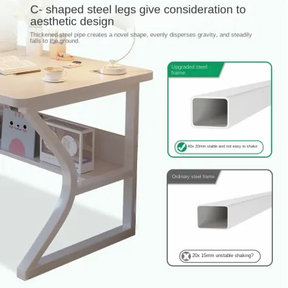 Multifunctional Home Desktop Computer Desk with Bookshelf