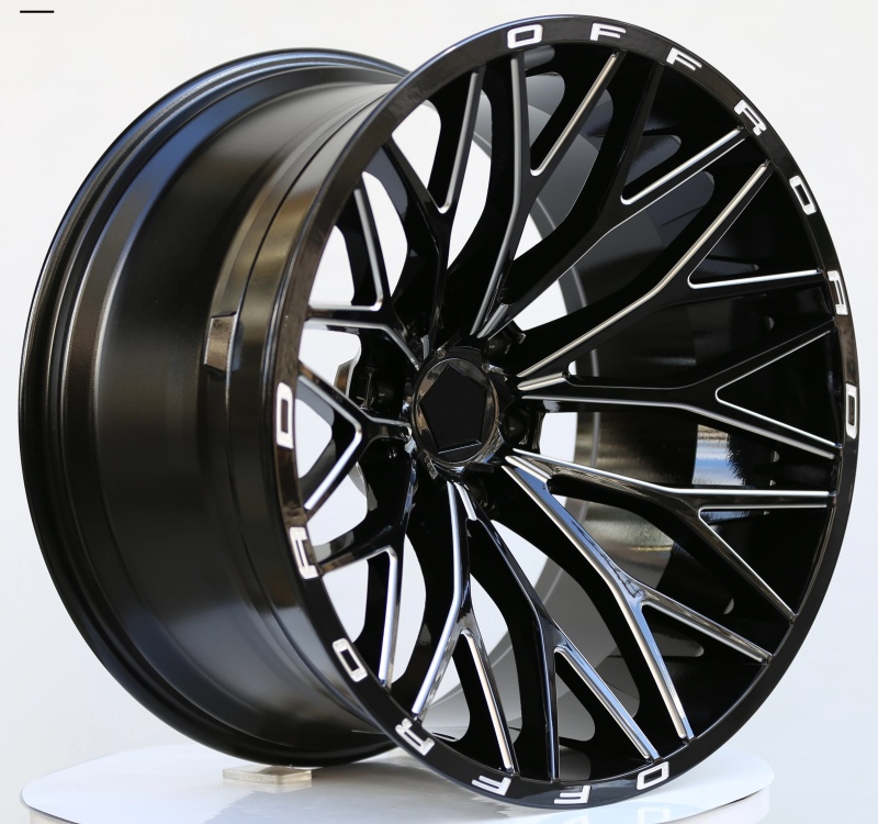 20" Gloss Black Painted Milled Lip Wheels