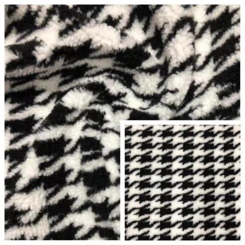 100%Polyester Sherpa Jacquard with Houndstooth pattern