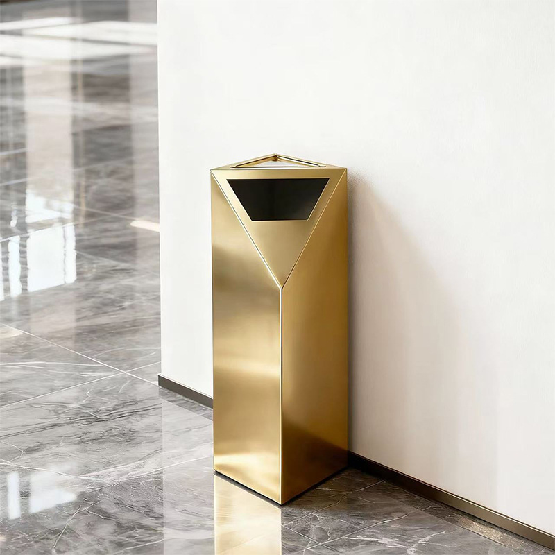 Customized Metal Trash Can with Integrated Ashtray for Lobby Entrance