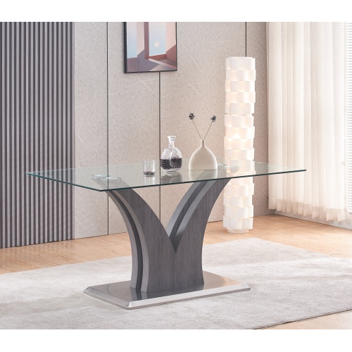 Mesa de jantar do meio de vidro clara de vidro transparente retangular