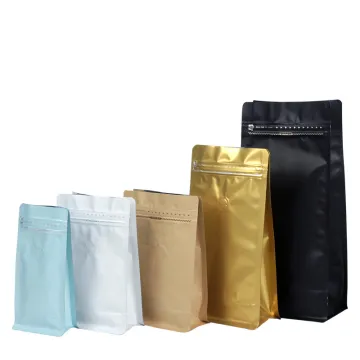 flat bottom coffee beans packaging bags with valve