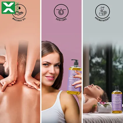 Private Label Lavender Massage Oil: 100% Pure Natural Organic Spa Body Care Essential Oil for Skin Care