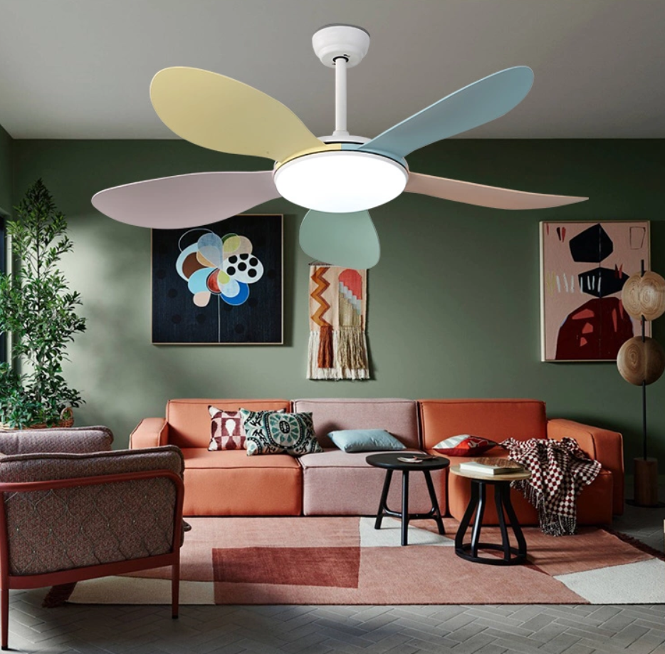 Цветной потолочный светильник вентилятор для дома