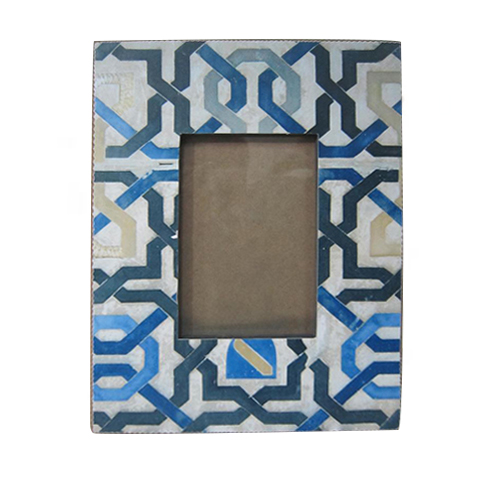 blue lines wood photo frame