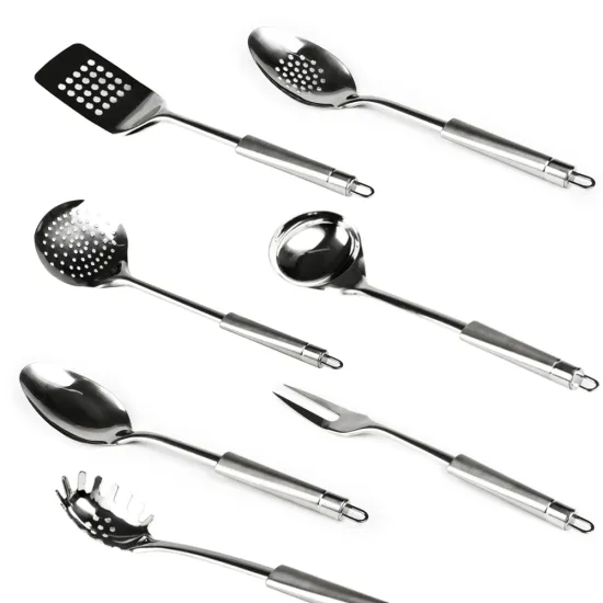 Wholesale Kitchen Accessories: 7-Piece Stainless Steel Cooking & Serving Utensil Set - Complete Kitchenware Collection