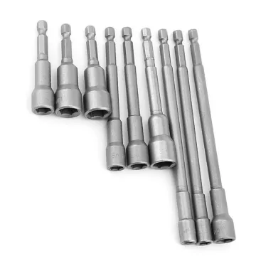 Professional 1/4" Hex Shank Long Drive Socket Bit Holder with 5-19mm Deep Magnetic Nut Driver for Precise Nut Fastening