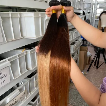 SPARK Full Cuticle Aligned Virgin Brazilian Ombre human hair bundles 3 tone color ombre remy human hair extensions