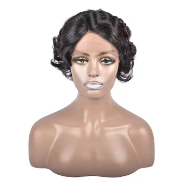 Tuneful 2021 New products 100% Brazilian hair 19057 short bob lace frontal wig pre-plucked virgin human hair wig for black