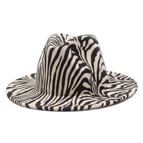 Cappelli da fedora all&#39;ingrosso largo stampato alla moda Zebra