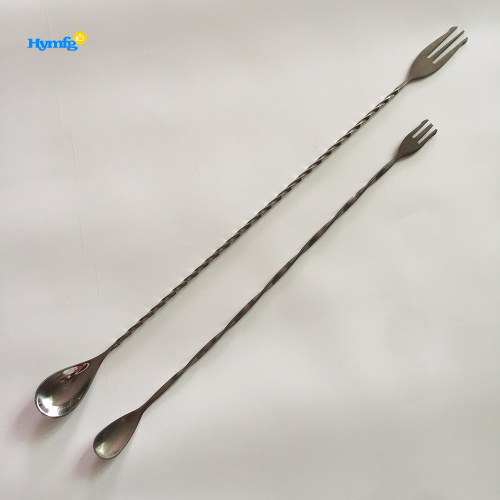 Stainless Steel Cocktail Bar Mixing Spoon with Fork