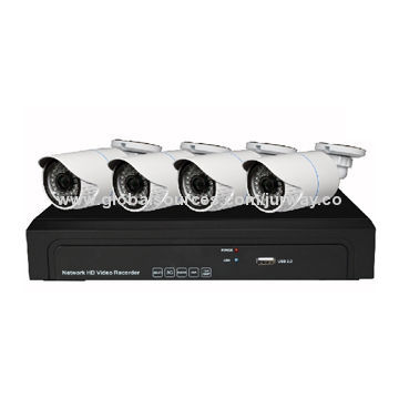 NVR and IPC Home Kit with 1 x 4CH NVR, 4 x 1.0MP IP Cameras, DM365, Supports 4CH 720/960/1,080P