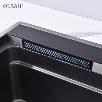 Smart Küchenspülen: 304 Edelstahl, großes Einzelschlitz -Design mit Wasserfall -Wasserhahn