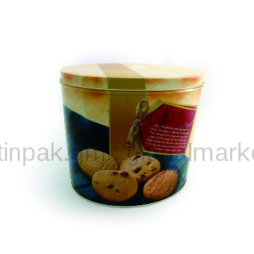 metal oval cookie tin box with slip lift lid