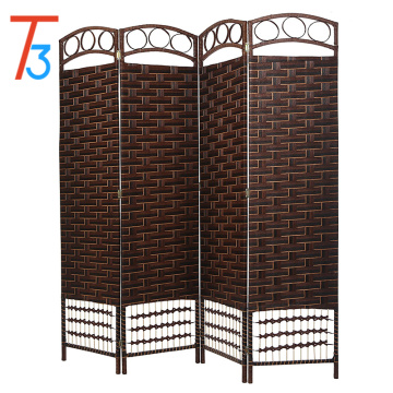 foldable 4 panel wood movable room divider screen