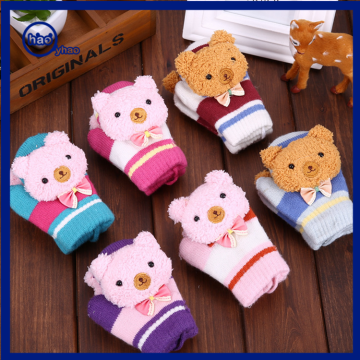 Yhao 2016 Winter Cute Bear Pattern Bowknot Gloves