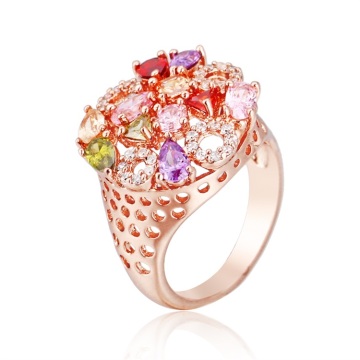 Anello d'argento rotondo pietra multicolore alla moda per le donne