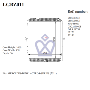 MERCEDES BENZ ACTROS TRUCK RADIATOR 9605002501,9605000901,LGBZ011