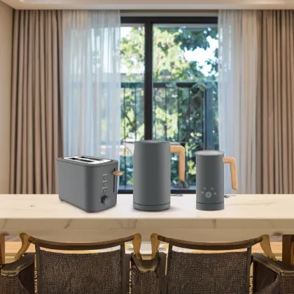 Fashionable Design Breakfast Collection: Toaster, Kettle & Milk Frother Set