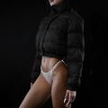 사용자 정의 겨울 크롭 재킷 여성 솔리드 짧은 코트