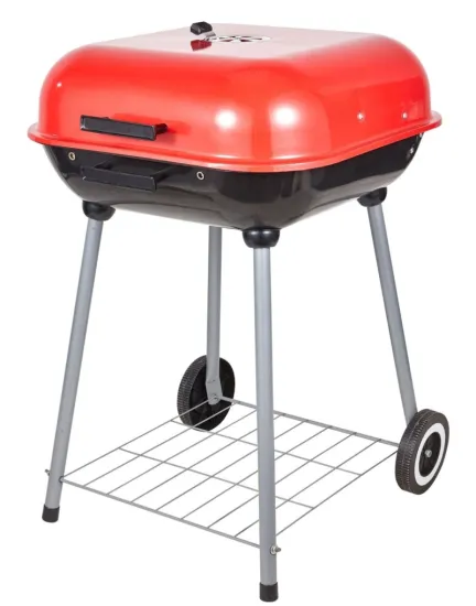 Outdoor Camping BBQ Smoker 18inch Square Charcoal Trolley Cooking Barbecue Grill