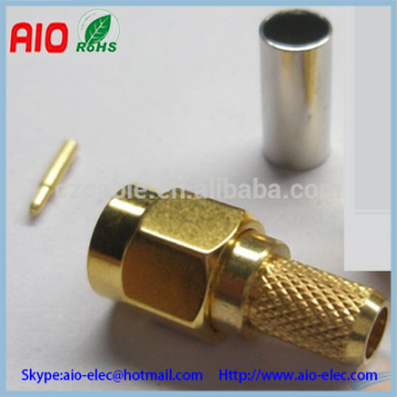 gold plated 50 OHM straight crimp type SMA male plug micro-strip RF/COAXIAL connector for RG58