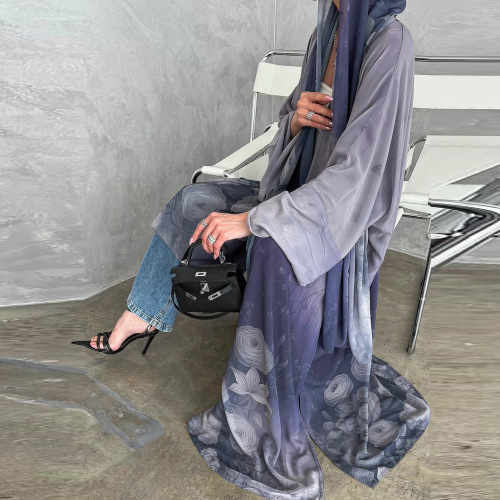 چاپ ابریشمی تابستانی شیفون Abaya با آستر